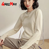 Winter pearl Beaded women long sleeve sweaters knitted white black knitwear Slim-fit top luxury designer sweater