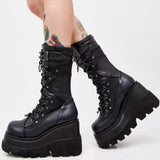 Head Water Platform Slope And Martin Boots 2025 Winter New Large-Size Punk Style Handsome Mid-Sleest
