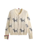 Spring And Autumn Women's Round-Neck Knitted Shirt Jacket Puppy Pattern Sweater Women Put On The Long Sleeve Design