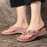 New Beach Sandals Line Thick Bottom Slope And Jacket Slippers Fashion Flower Decoration