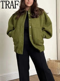 Oversize Bomber Jacket Women Beige Baseball Jackets For Women 2023 Long Sleeve Spring Jacket Woman New In