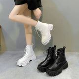 New Spring And Autumn Small Martin Boots Women In The Wind Boots With Round Head Thick Background Boots Single