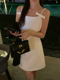 Xixi 2025 Spring New Korean Version High Waisted Elegant Suspension Dress Square Solid Color Pure Desired Skirt