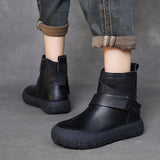 Wool Women's Boots Head Layer Of Cowhers Retro Leisure Cotton Boots Autumn And Winter New Warm Flat Bottom Soft Bottom Boots