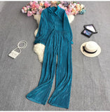 Suit Female Temperament Loose Long-Sleeved Shirt Two Sets Of Leisure High-Waist Hanging Pendant 100