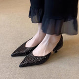 New French Retro Hollow Breathable One-Footed Tip-Heeled Light-Mouthed Single-Shoe Fashion Single Shoe