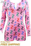 Hot Sale Women Sexy Stretchy Pajamas Long Sleeve V-Neck Pineapple Star Heart Printed Bodycon Summer Lady Jumpsuit