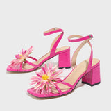 Sandals Phantom Sunflower Head Rose Red Stone Pattern Fabric Women's Shoes Direct