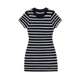 Summer Thin 2025 New Age Reduction And Thin Stripes Leisure Summer Short-Sleeved Small One Dress