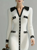 And Winter High-End Fashion Single-Dcupuncture Knitted Dress Long Bumpy