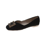 Head Flat Sole Women's Evening Wind Gentle Women's Spring And Autumn Soft Bean Shoes Shallow Mouth Water Drilled Pregnant Women's
