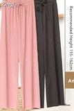 Loose Summer Pants for Women Wide Leg Female Trousers Long Elastic Casual Lace Up Beige High Waisted Khaki Stacked