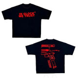 Street Pistol Trend New Front And Rear Printing T-Shirt Gothic High Street Short-Sleeved Round Collar