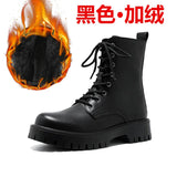 2025 New Black High-Top British Style Round-Headed Men's Platform Martin