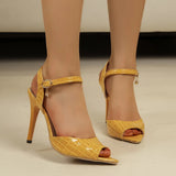 Summer Sexy Snake Pattern Heeled Fish Mouth Sandals High Heel Sandals