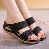 And Summer New Slope And Slippers Women's Cool Slippers Embroidered Solid Sand Sand Sandals Casual Suture