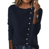 Sheintemu Autumn And Winter Round Collar Long-Sleeved Button Sweater New