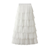 Yarn Half Skirt Long Girl 2025 New Spring And Autumn Super Fairy Layer Cake Skirt Skirt Over The Knee Dress