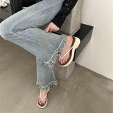 Flip-Flops Women Wear 2025 Summer Fashion Round Head Thick-Soled Casual Slippers With Skirt Temperament Women's