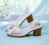 Zingj Heels, Beef Tendon Bottom Embroidered Cloth Shoes Women's Shoes Can Be Matched With Gauze Skirt Cheongsam Tea Clothing