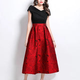 Dress Women 2025 New Dress High-End Word Shoulder To Receive Waisted Thigh Swing Pony Pony