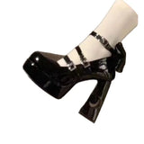 Lolita Shoes 2025 Spring New Fashion Bow High Heel Single Shoe Pearl Buckle Thick