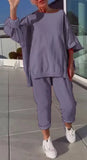 New Casual Solid Color Collar Long-Sleeved Top Sports Trouser Suit