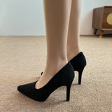 New Black Velvet Red-Soled High-Heeled Shoes Women Fine Heel Waterproof Head Single Shoes Women Do Not Tired Of