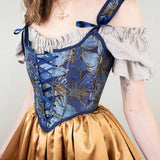 Spring And Summer New French Retro Wrapped Court Corset Front Strap U Tie Leaf Printed Vest Female