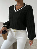 And Winter Temperament Hit The Color Of The Hangfang Sweater Loose V Collar Fashion Clad