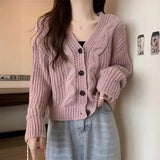 Autumn New Xiaoxiangfeng Solid Color Age-Reducing Casual Sweater Twist Loose V-Necked
