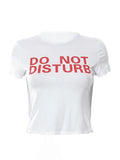 Slogan Print White Crop Top-Outfit
