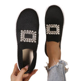 Flying Breathable Single Shoes Women Low Help Women Low Help Buckle Drill Foot Board Shoes