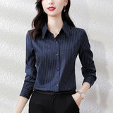 Senior Sense Stripe Shirt Female Light Ripe Wind Design Sense Minority Professional Temperament High-End Long Sleeve