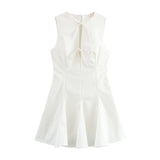 Summer Fashion Temperament Wide Swing Bow Trim Sleeveless Dress Dress Woman