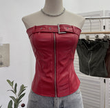 Shooting Spice Girls High-End Pu Leather Tector Locomotive Wind Wrapped Bra Vest Sleeveless Top Tide