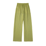 New Solid Color Elastic Waist Wide Leg Trousers
