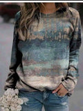 Landscape Flower Floral Print Long Sleeve