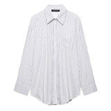 Spring New Striped Loose Shirt Simple With Long Sleeve Shirt Women