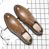 Men's Shoes Korean Version Trend Rock Carved Pointed Casual Shoes Men's British Vintage Business Shoes