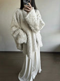 Cloud Stone Fox Thick Warm Bat Sleeve Fur One-Piece Shawl Woman Lazy Smooth And Environmentally Friendly