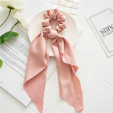 Bow Long Ribbon Hair Scrunchie Chiffon Floral Print Sweet Elastic Hair Band Ponytail Hair Scarf Hair Tie Hair