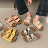 Tuxedo Women's Summer Wear 2025 New Belt Buckle Boken Shoes Holiday Beach