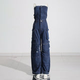 Zingj New Fashion Street Style With Chest And Waist Show Figure Hot Girl Many Pocket Jeans Cargo Pants