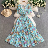 Crumlore Spun Dress Summer New Waists Thin Temperament Orange Trussed French Retro Punut Fairy