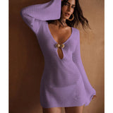 Beach Dress Sexy Hollow Knitted Long-Sleeved Swimsuit Holiday Shirt Sunscreen