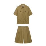 For Women's INS Explosive Pocket Shirt + Folding Shorts