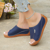 Thick-Bottomed Casual Slippers Women 2025 New Summer Word Solid Color Simple Fashion Fish Mouth