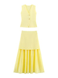 Women's ZA New Multi-Color Button Knitted Vest Vest Half-Skirt