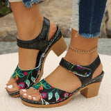 High-Heeled Sandals 2025 Summer New Magic Sticker Casual Retro Coarse Sheel Women's